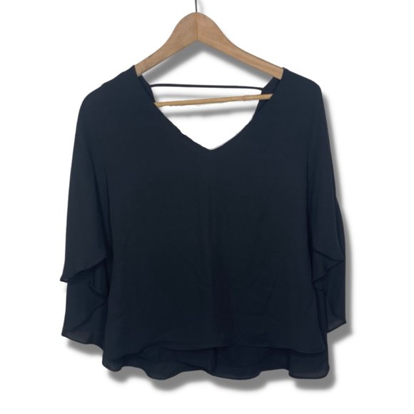 BCBG Max Azria Black Cape Blouse Size XXS - Picture 3 of 9